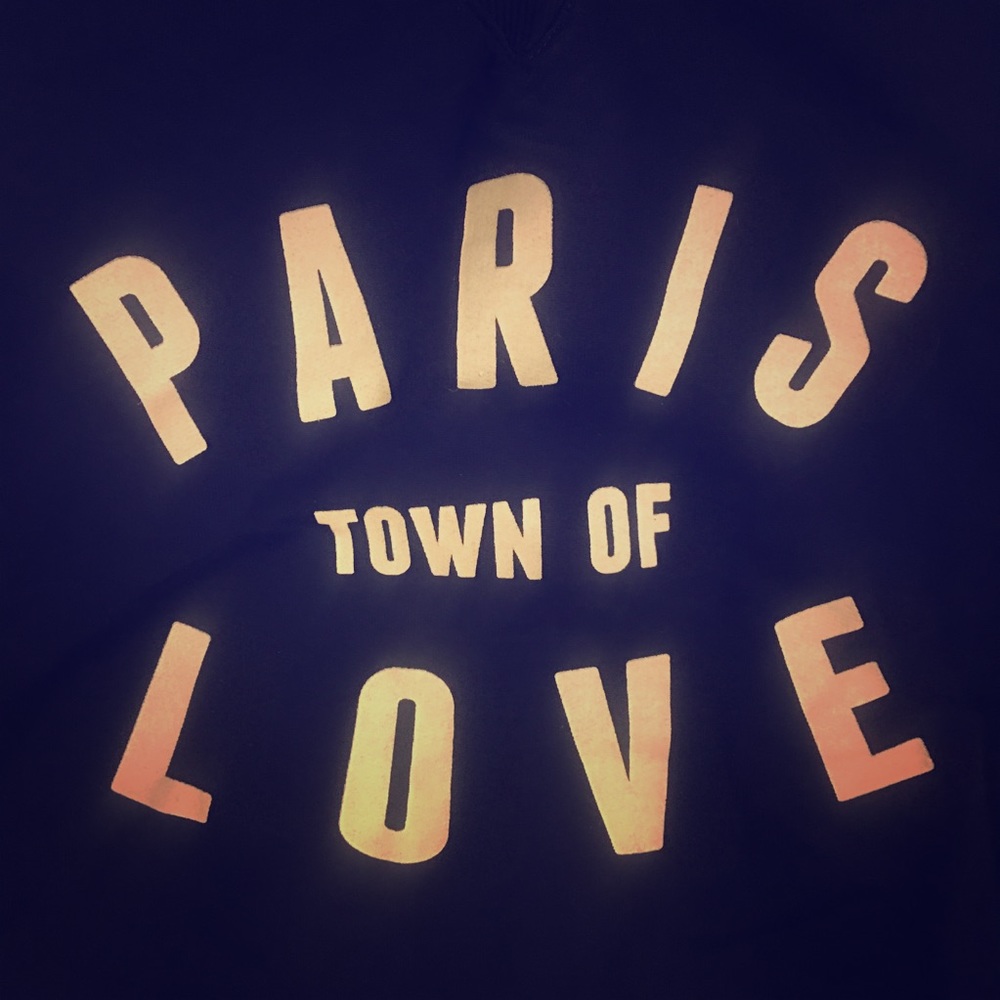 Zara: Paris Town of Love Navy Sweatshirt- M